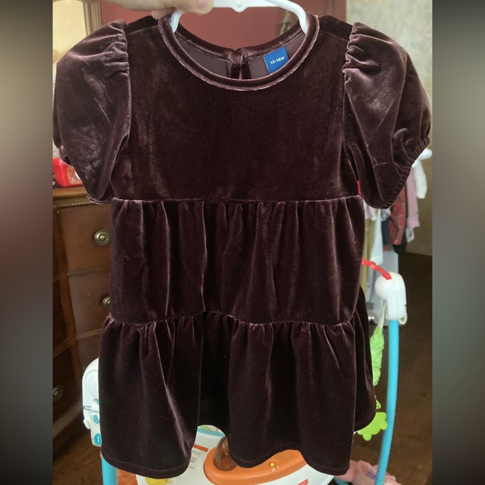 Old navy baby girl brown velour dress